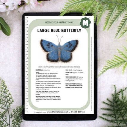Large Blue Butterfly Small Needle Felt Kit