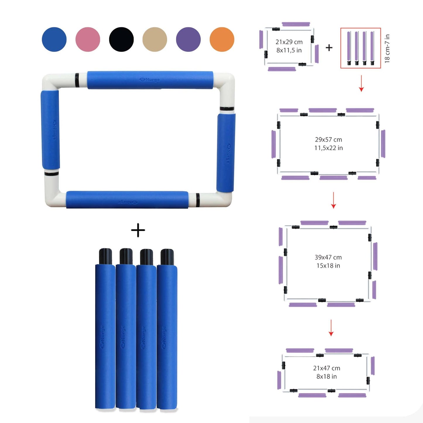 Nurge Embroidery Snap Frame 21cm x 29cm in blue