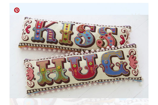 Emily Peacock Counted Cross stitch Kits HUG and KISS