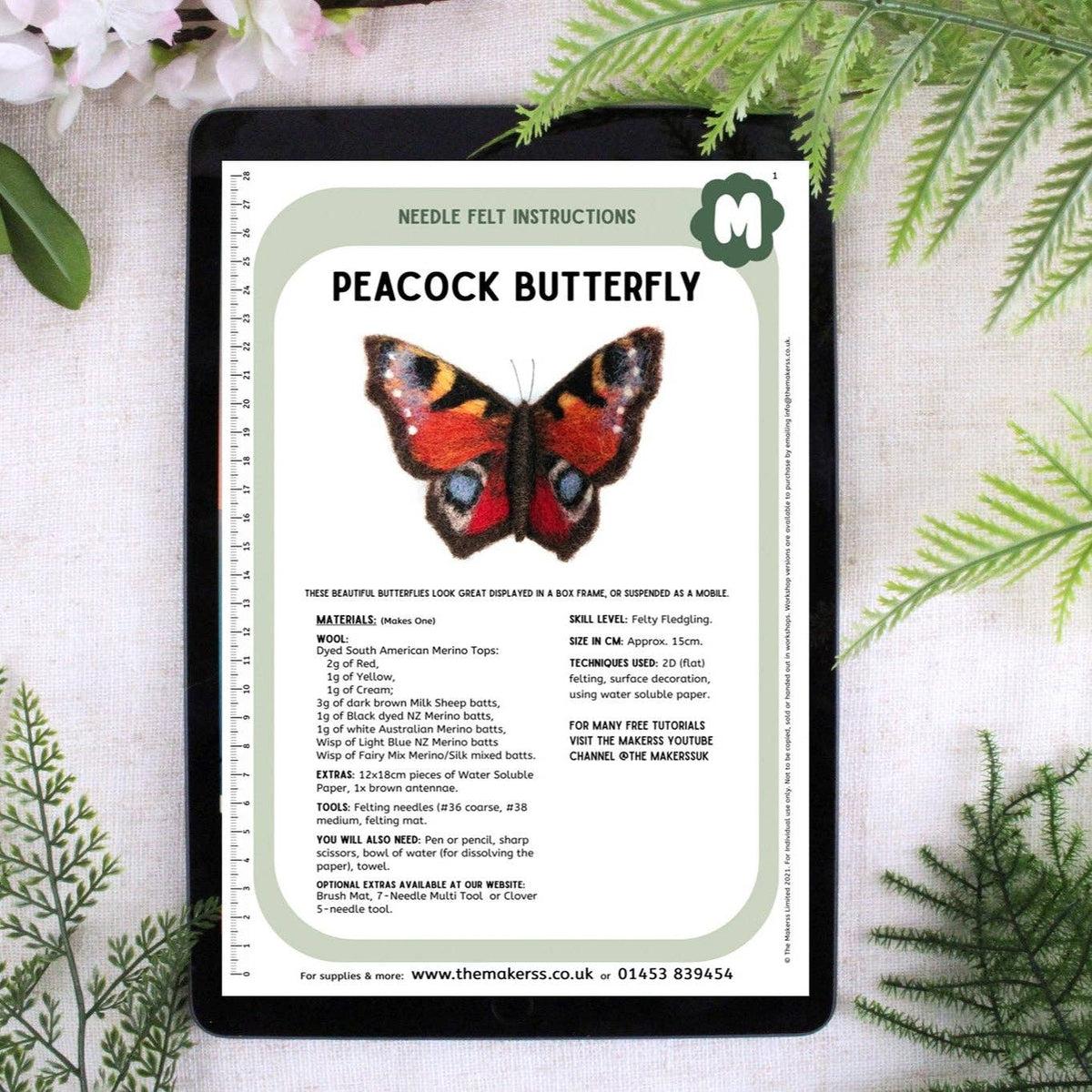 Peacock Butterfly Small Needle Felt Kit