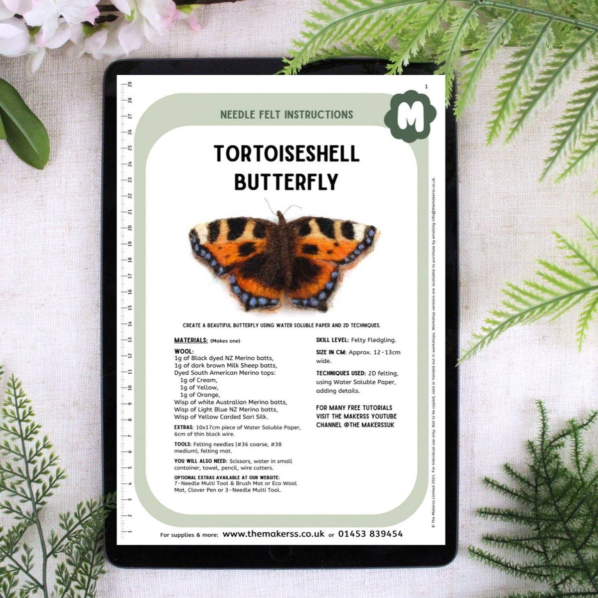 Tortoiseshell Butterfly Small Needle Felt Kit